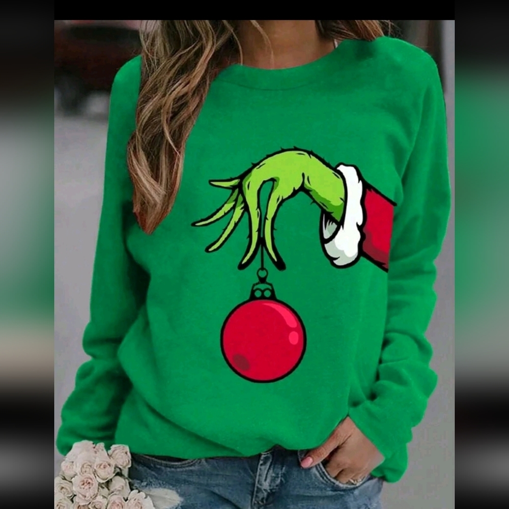 Green Grinch Graphic Holiday Sweatshirt - Women